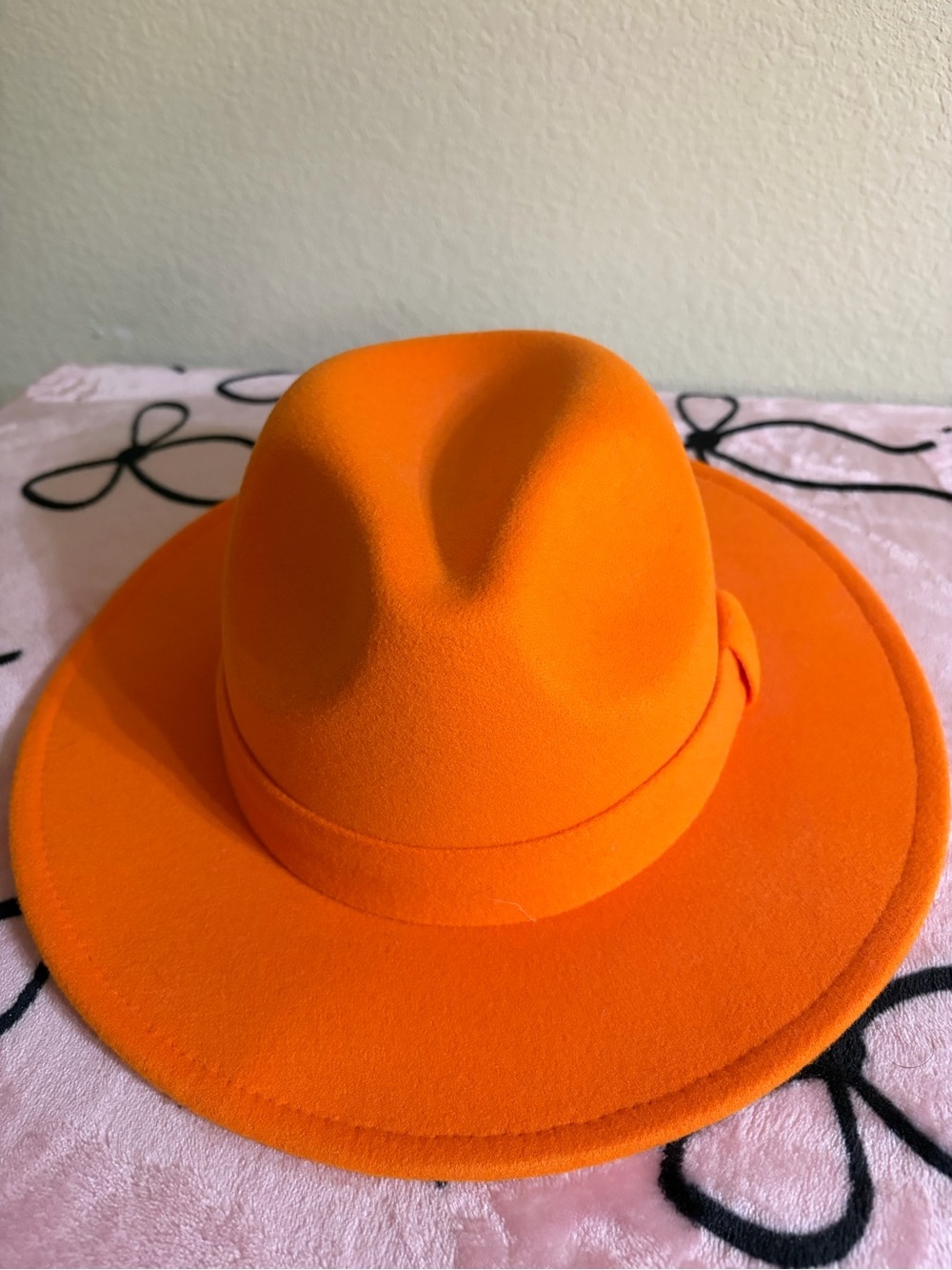 Bright Orange Felt Fedora Hat